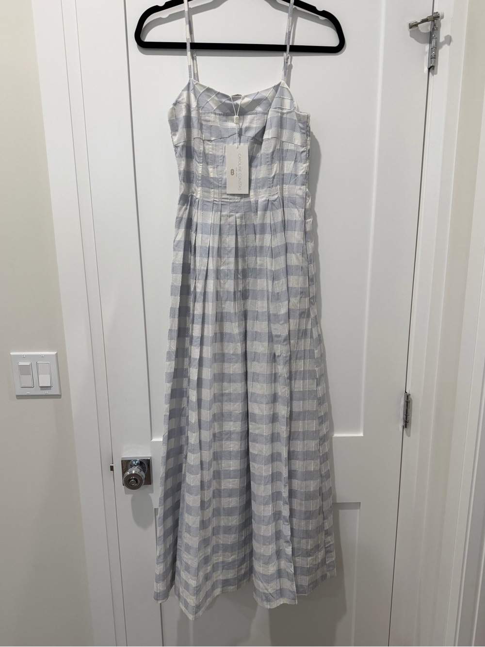 Caroline Constas Light Blue and White Striped Maxi Dress - Picture 1 of 5